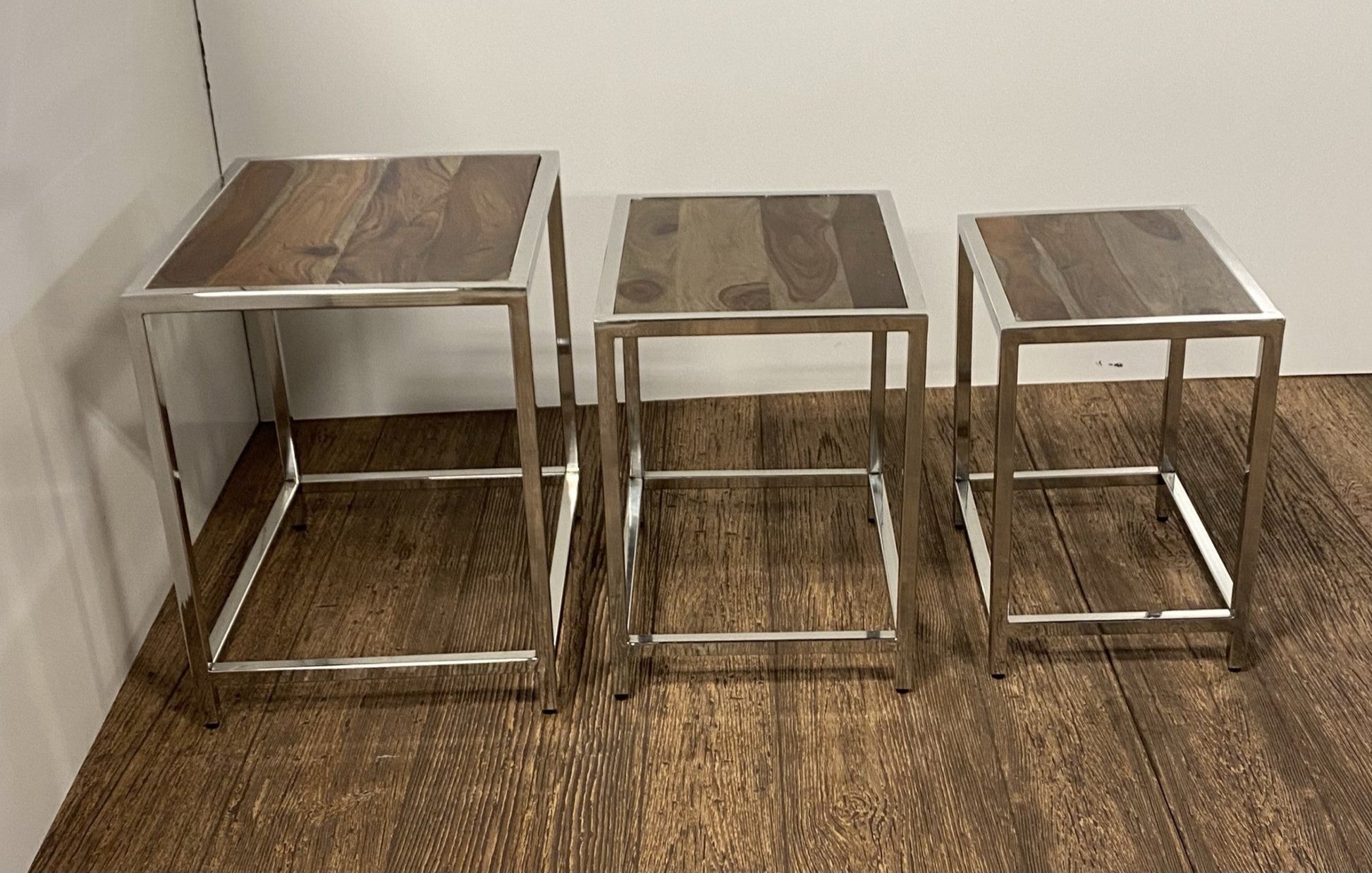 HomeRoots Modern Rustic Nesting Tables in Set of 3