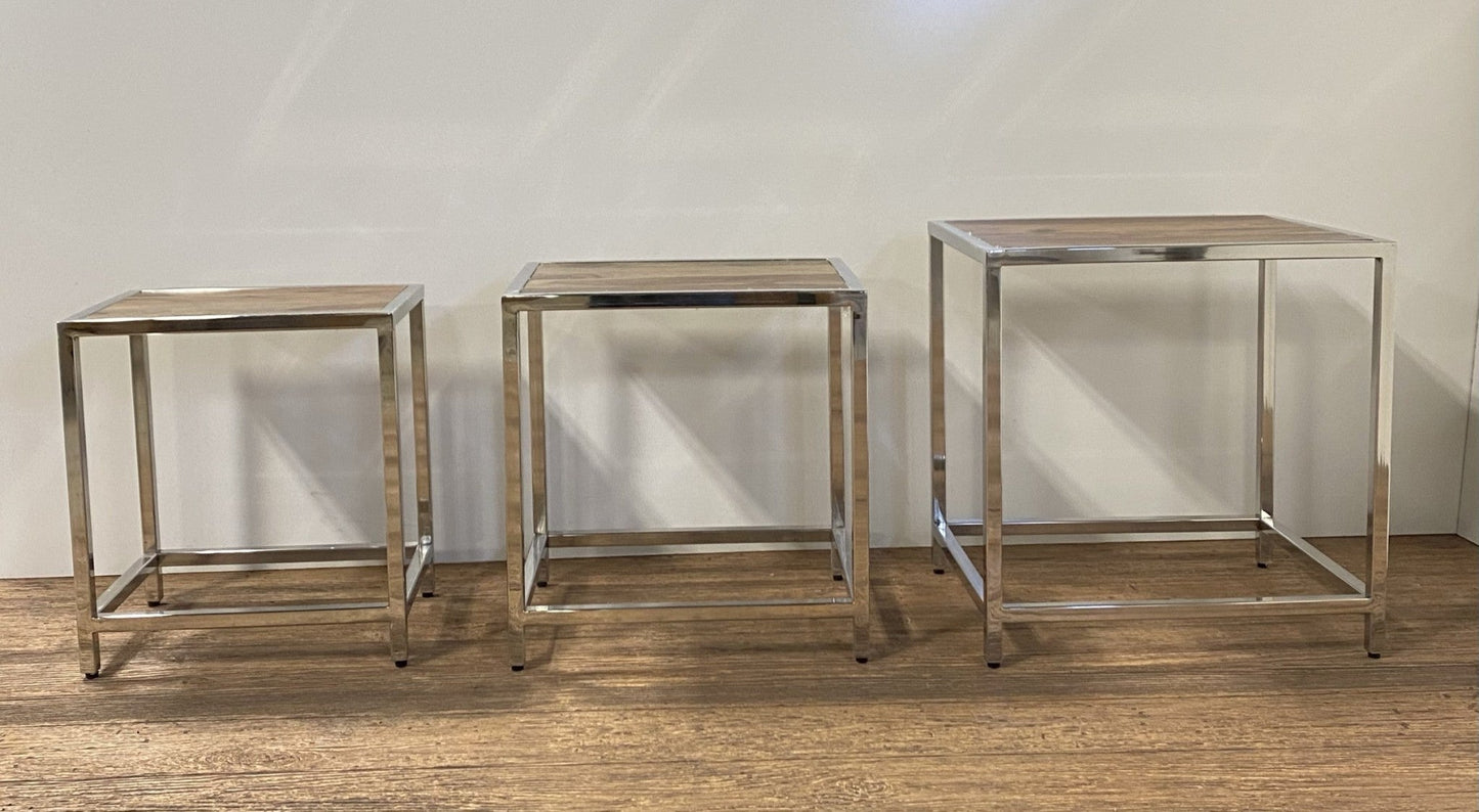 HomeRoots Modern Rustic Nesting Tables in Set of 3