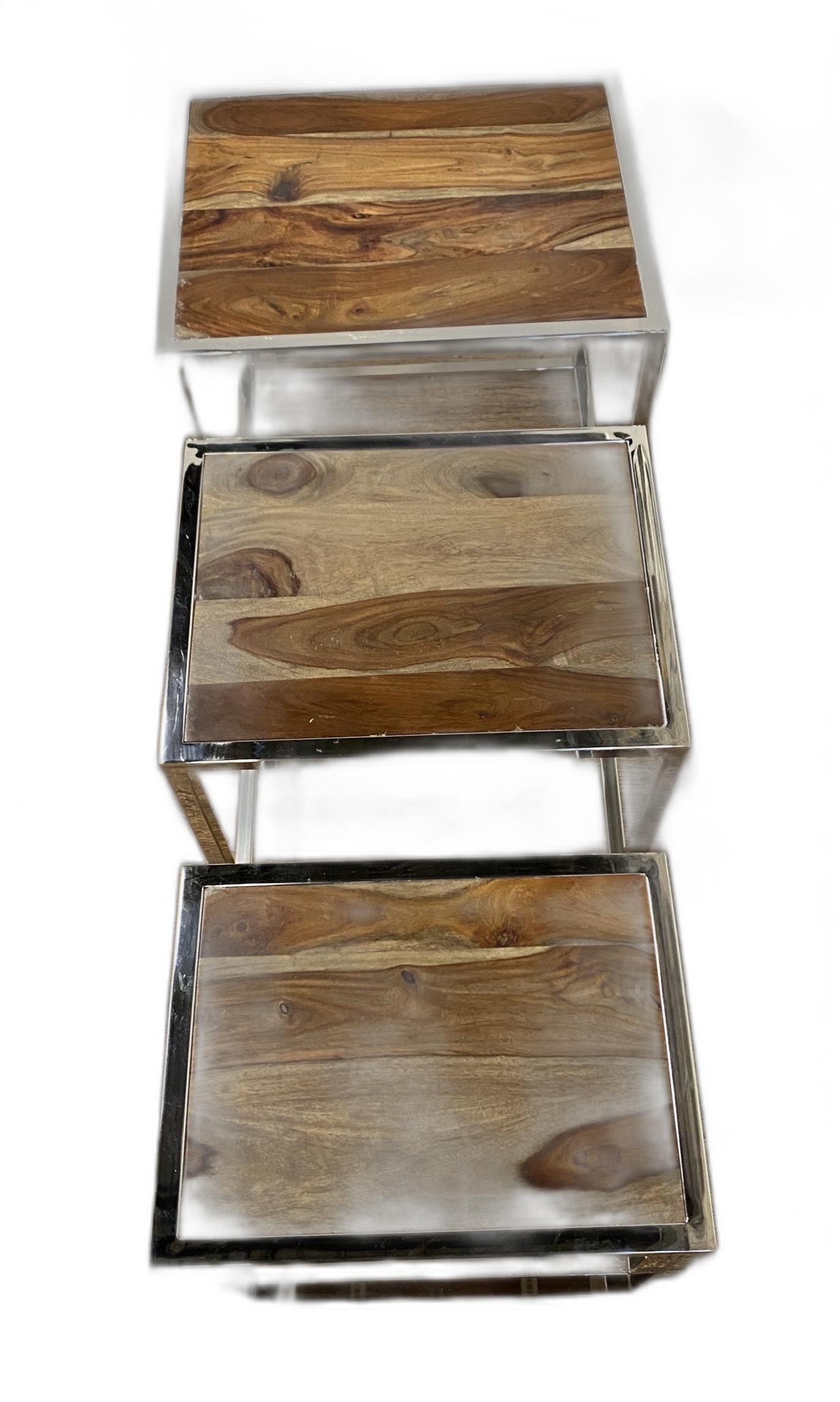 HomeRoots Modern Rustic Nesting Tables in Set of 3