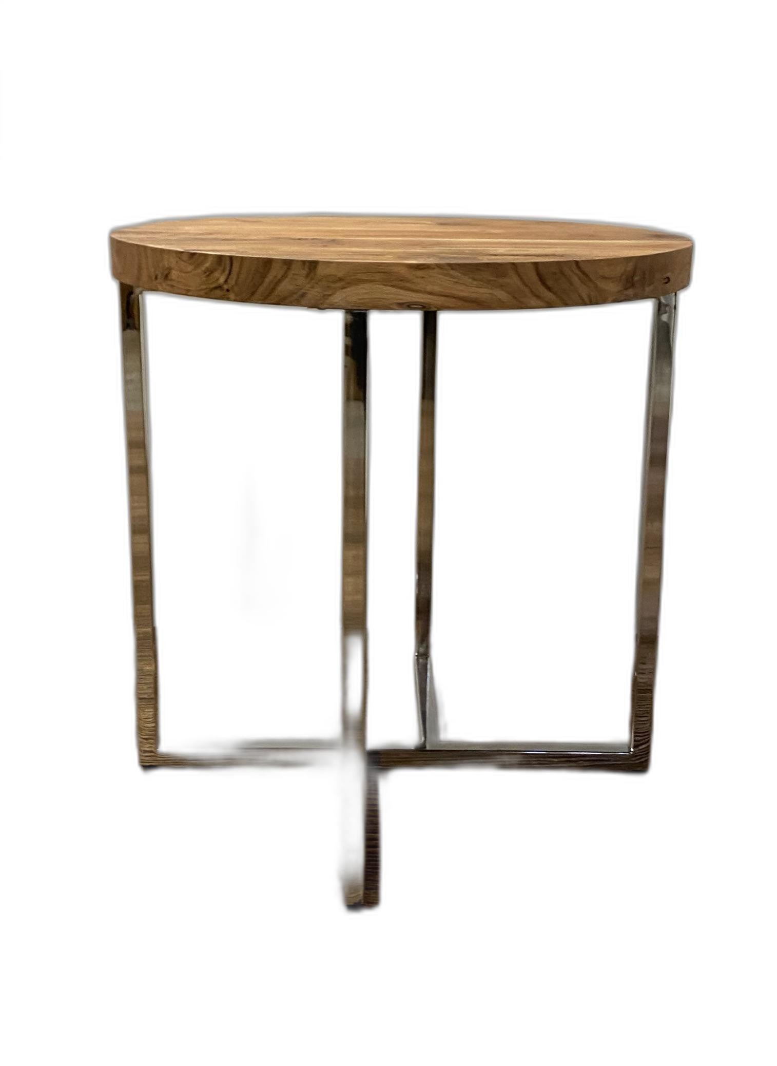 HomeRoots Modern Rustic Side or End Table With Antiqued Silver Finish