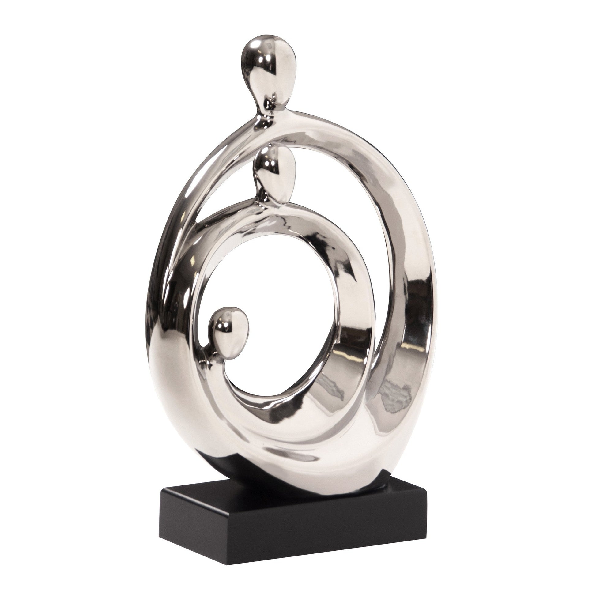 HomeRoots Modern Silver and Black Family Trio Sculpture