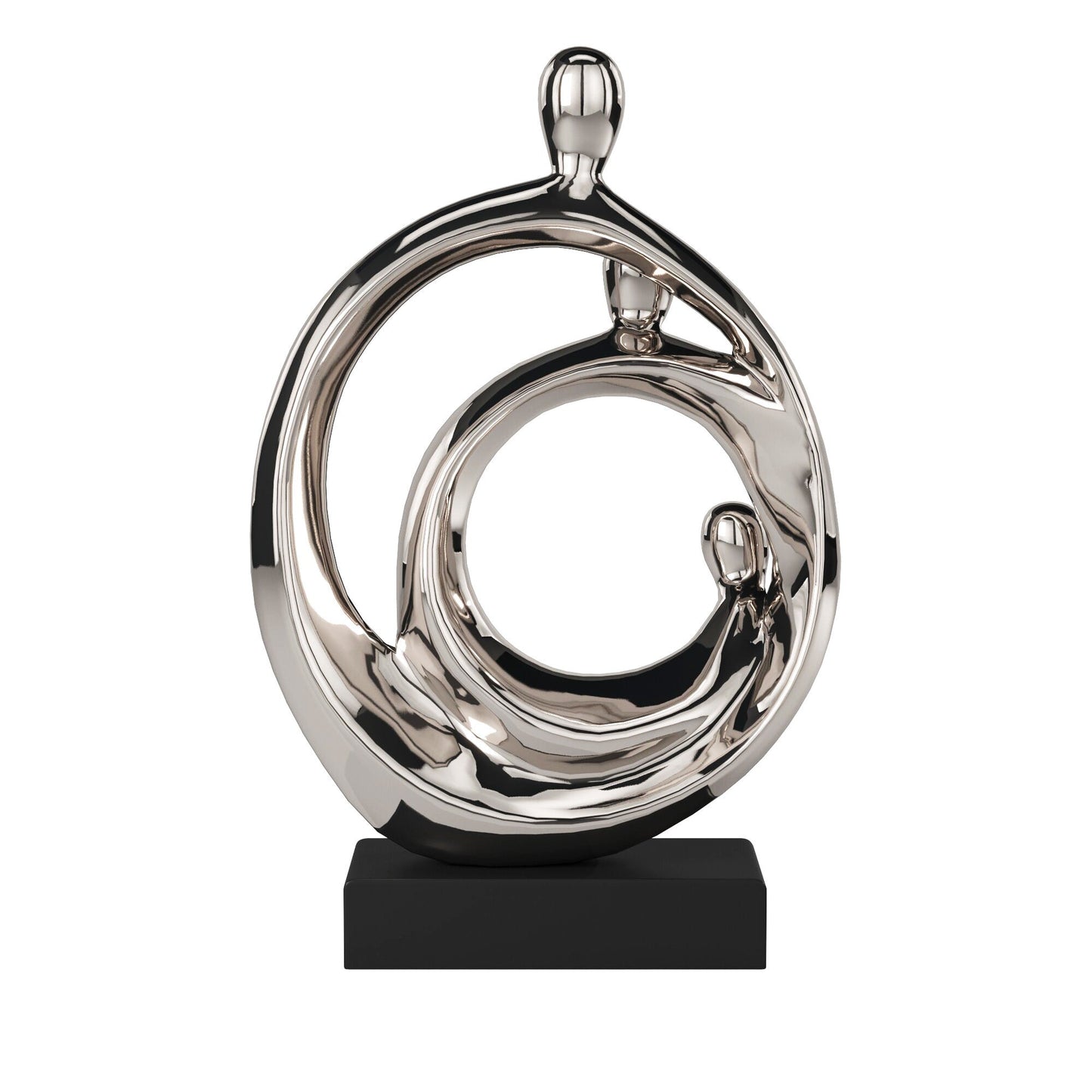 HomeRoots Modern Silver and Black Family Trio Sculpture