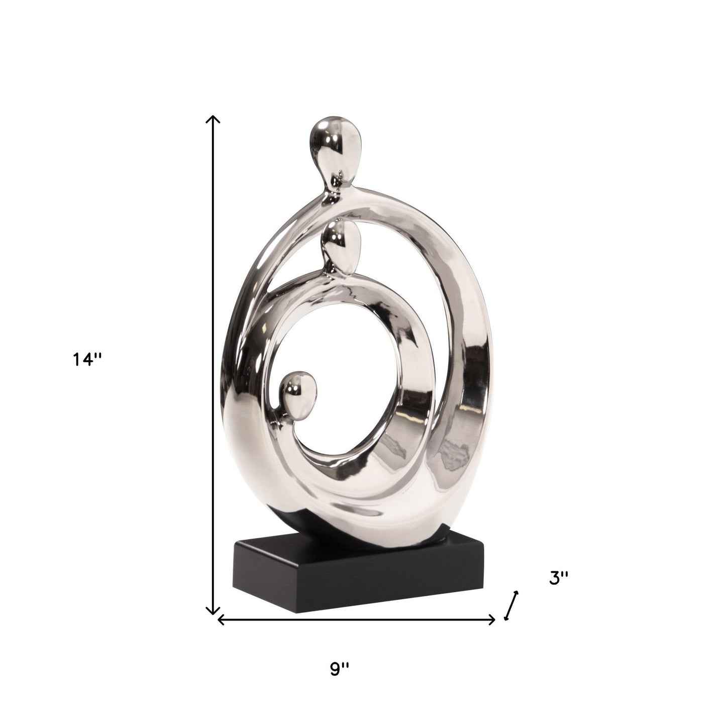 HomeRoots Modern Silver and Black Family Trio Sculpture