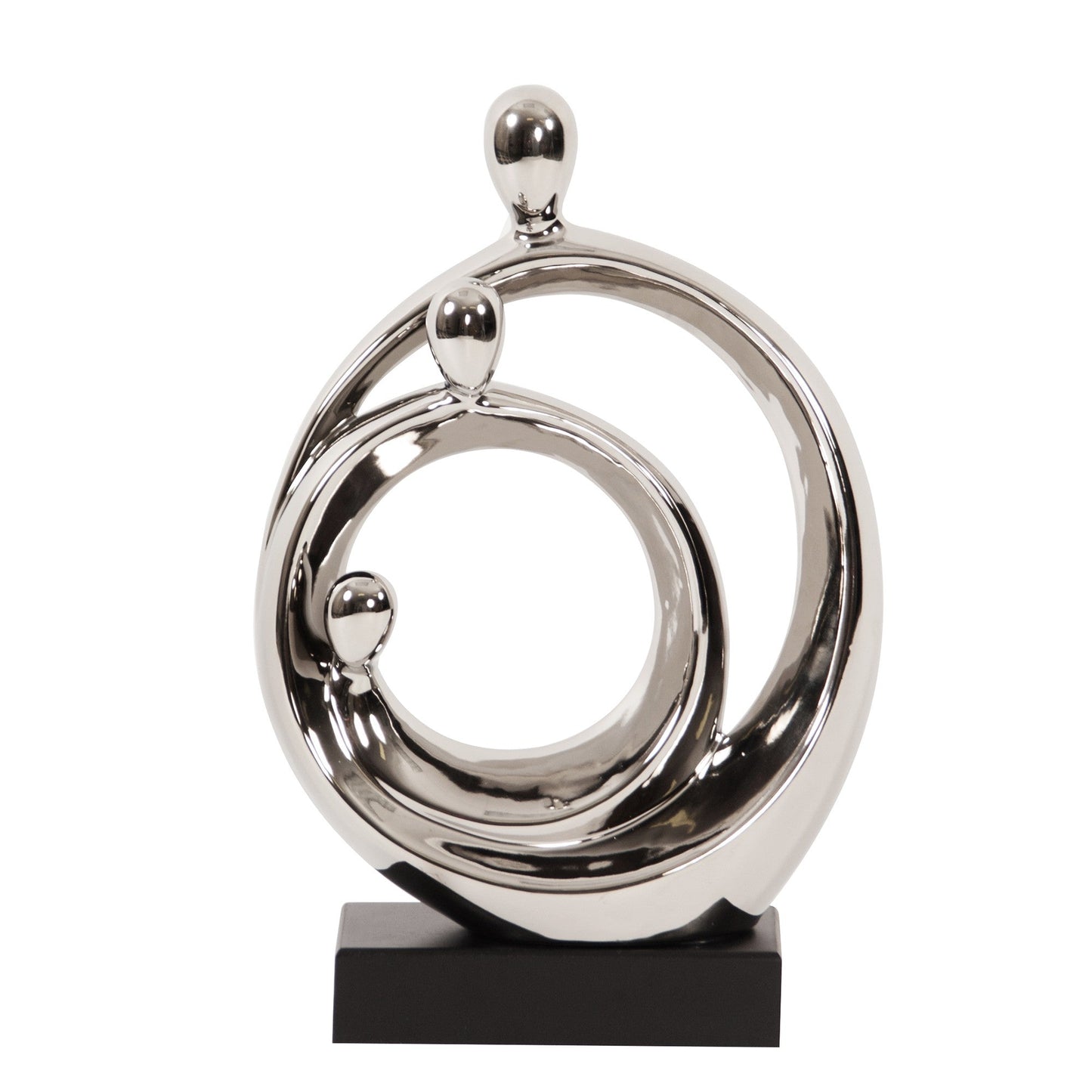 HomeRoots Modern Silver and Black Family Trio Sculpture