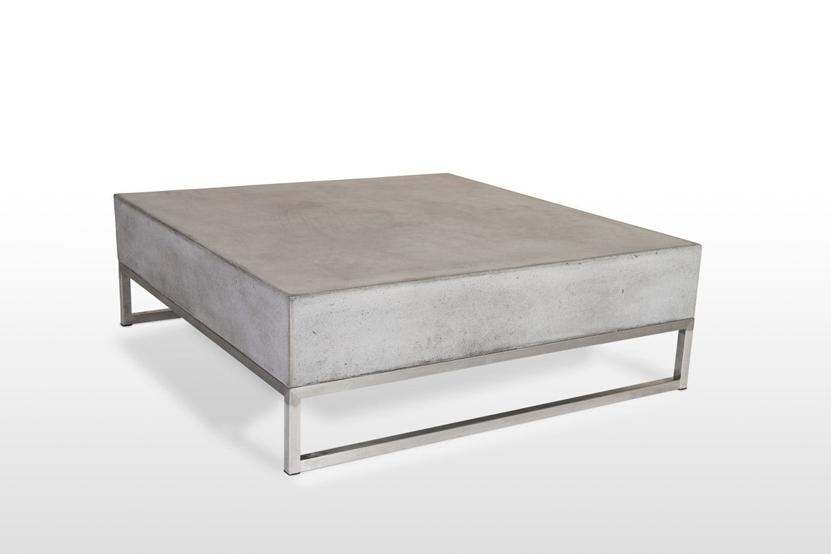 HomeRoots Modern Square Dark Gray Concrete and Steel Coffee Table
