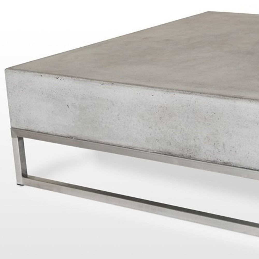 HomeRoots Modern Square Dark Gray Concrete and Steel Coffee Table