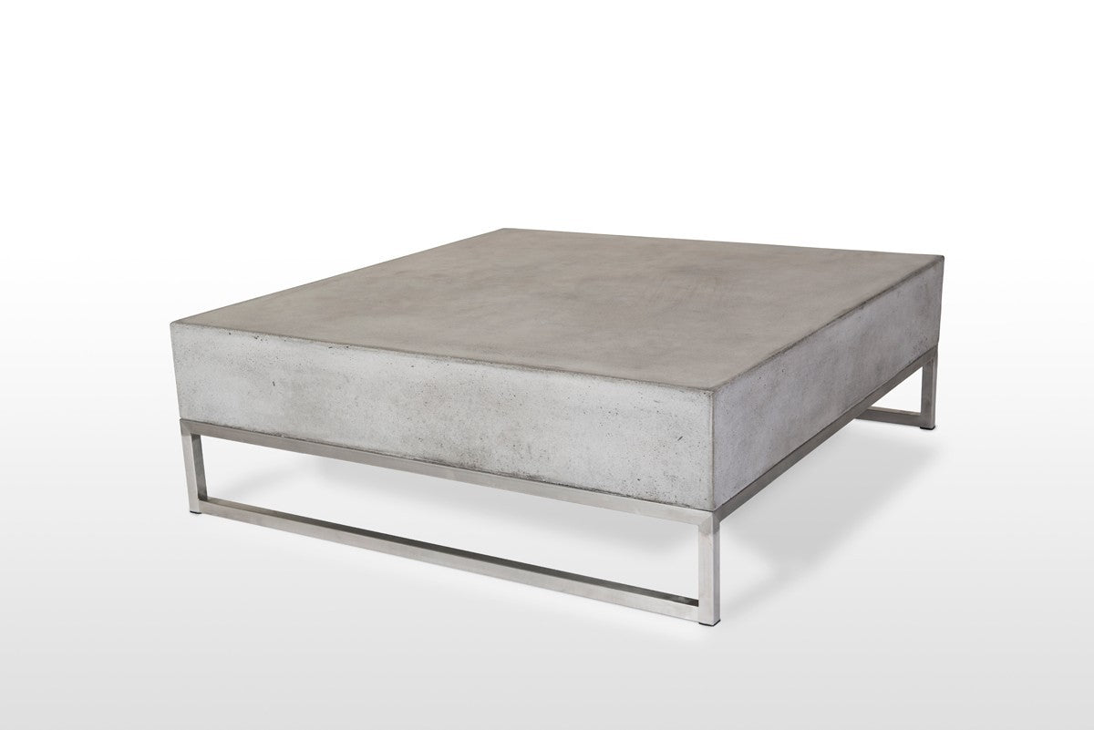HomeRoots Modern Square Dark Gray Concrete and Steel Coffee Table