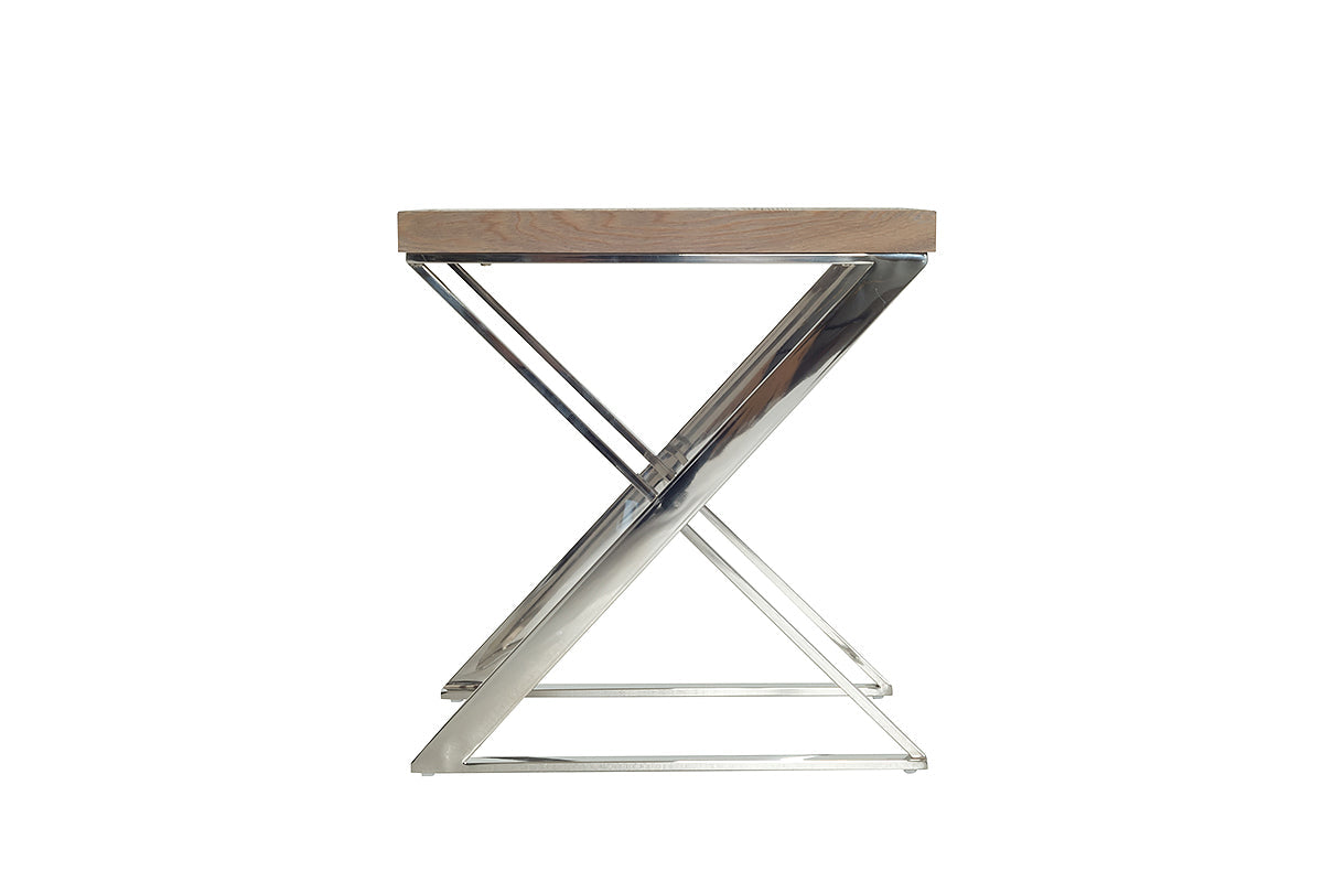 HomeRoots Modern Steel End Table in Ash Finish