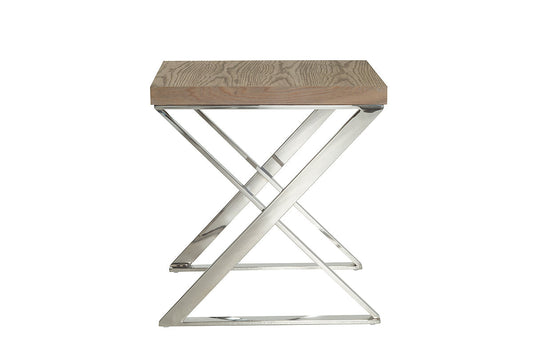 HomeRoots Modern Steel End Table in Ash Finish