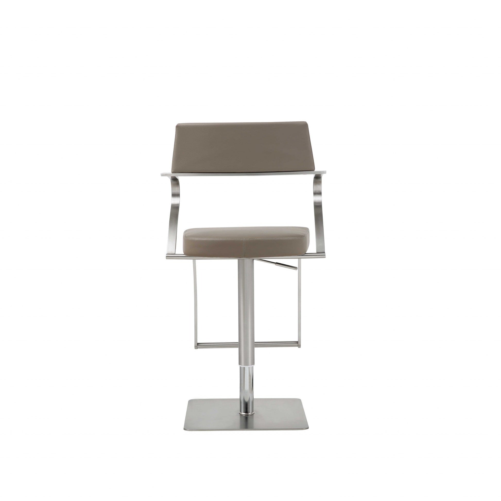 HomeRoots Modern Taupe Faux Leather Adjustable Barstool with Arms
