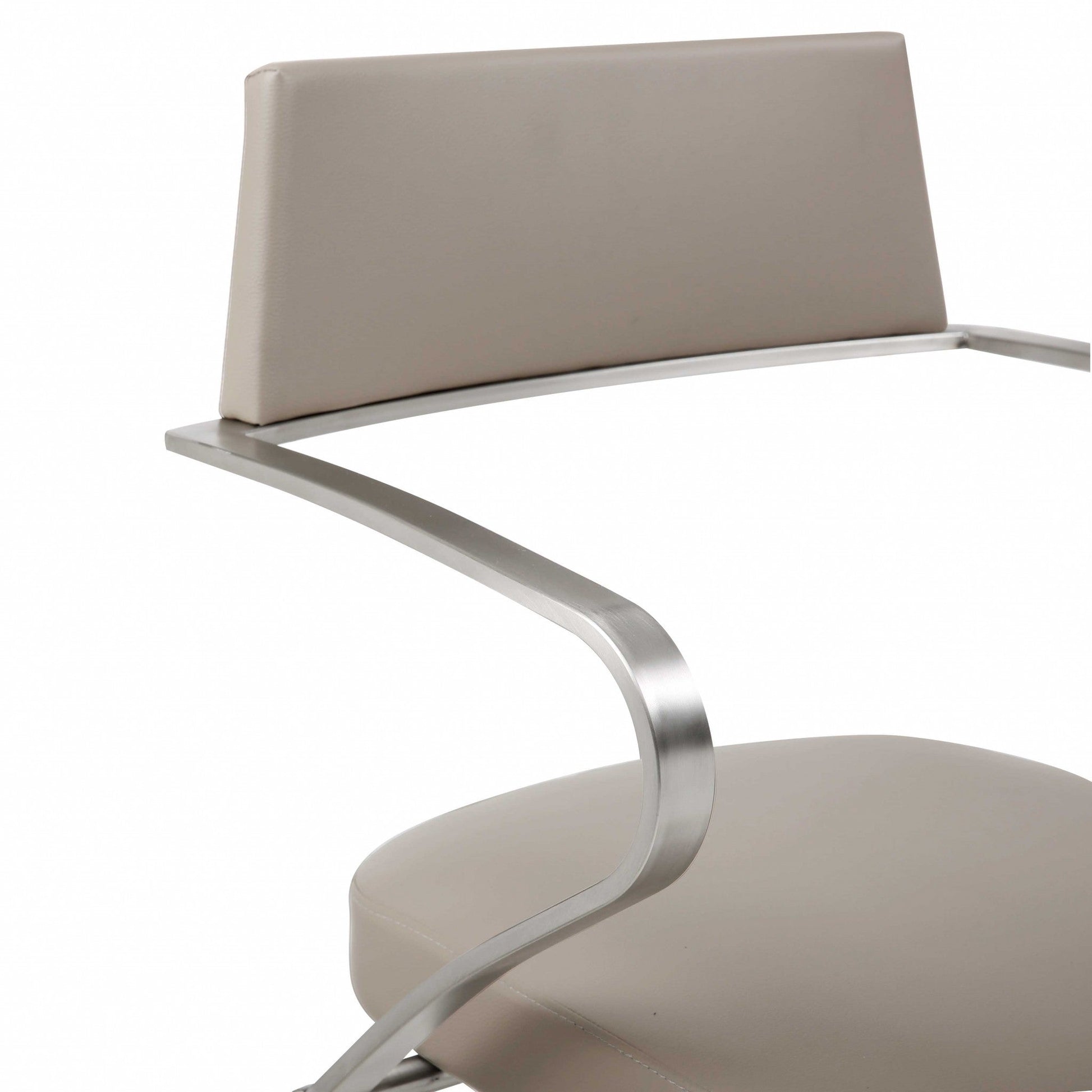 HomeRoots Modern Taupe Faux Leather Adjustable Barstool with Arms