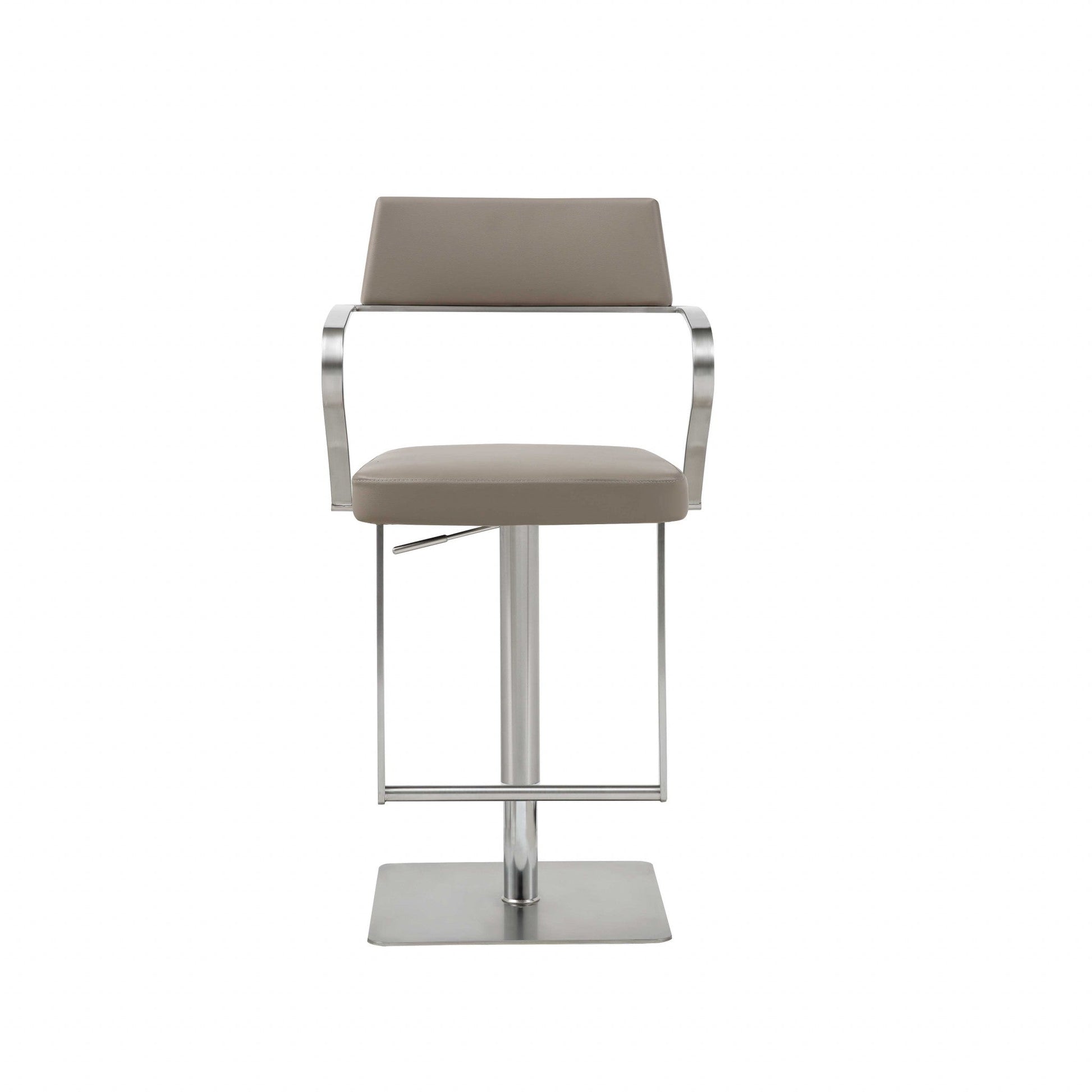 HomeRoots Modern Taupe Faux Leather Adjustable Barstool with Arms