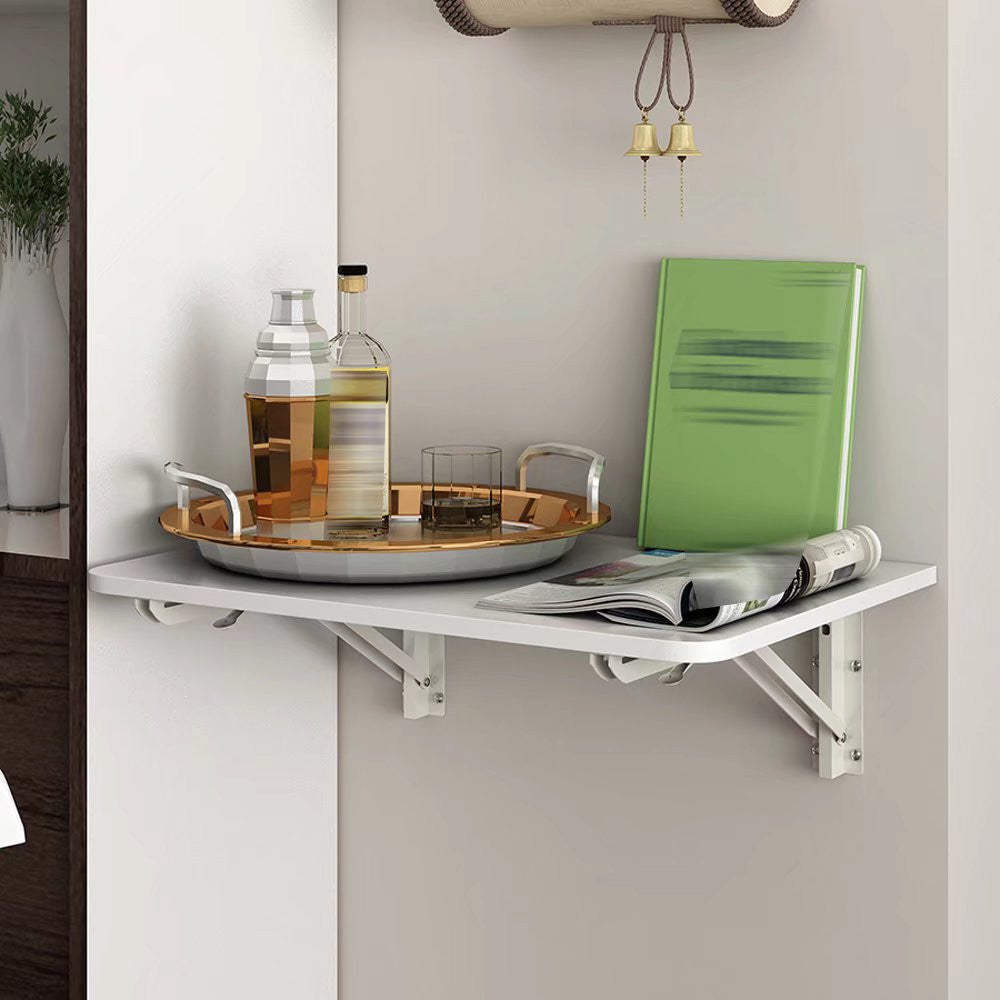 HomeRoots Modern Wall Mount Folding Table Desk in White Finish