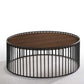 HomeRoots Modern Walnut Round Coffee Table With Black Metal Rods Base