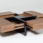 HomeRoots Modern Walnut and Black Square Coffee Table with Storage