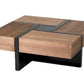 HomeRoots Modern Walnut and Black Square Coffee Table with Storage