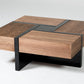 HomeRoots Modern Walnut and Black Square Coffee Table with Storage