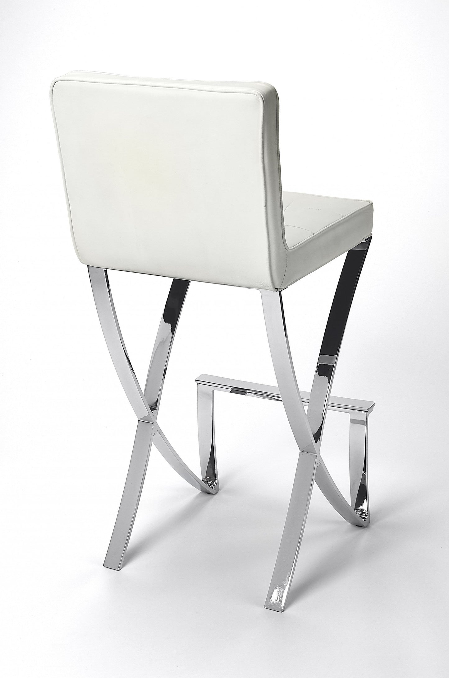 HomeRoots Modern White Faux Leather Bar Stool