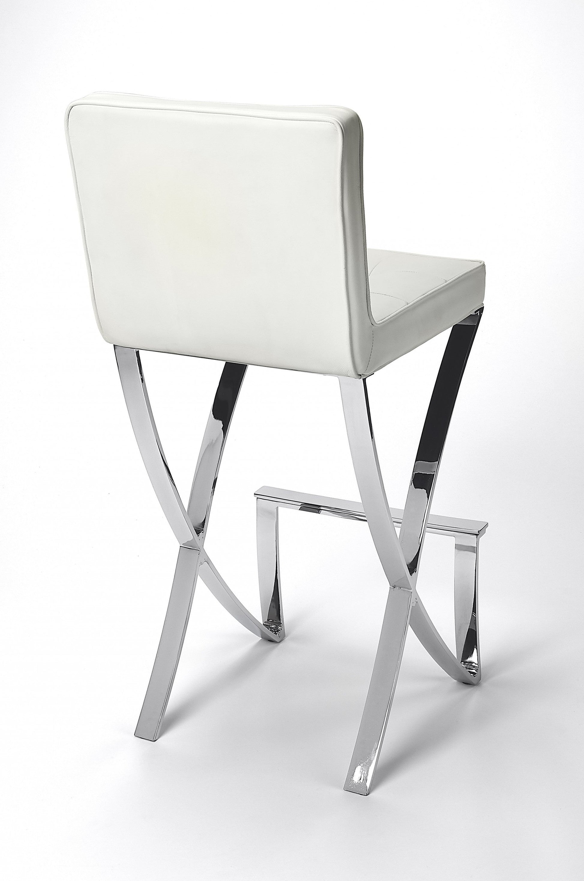 HomeRoots Modern White Faux Leather Bar Stool