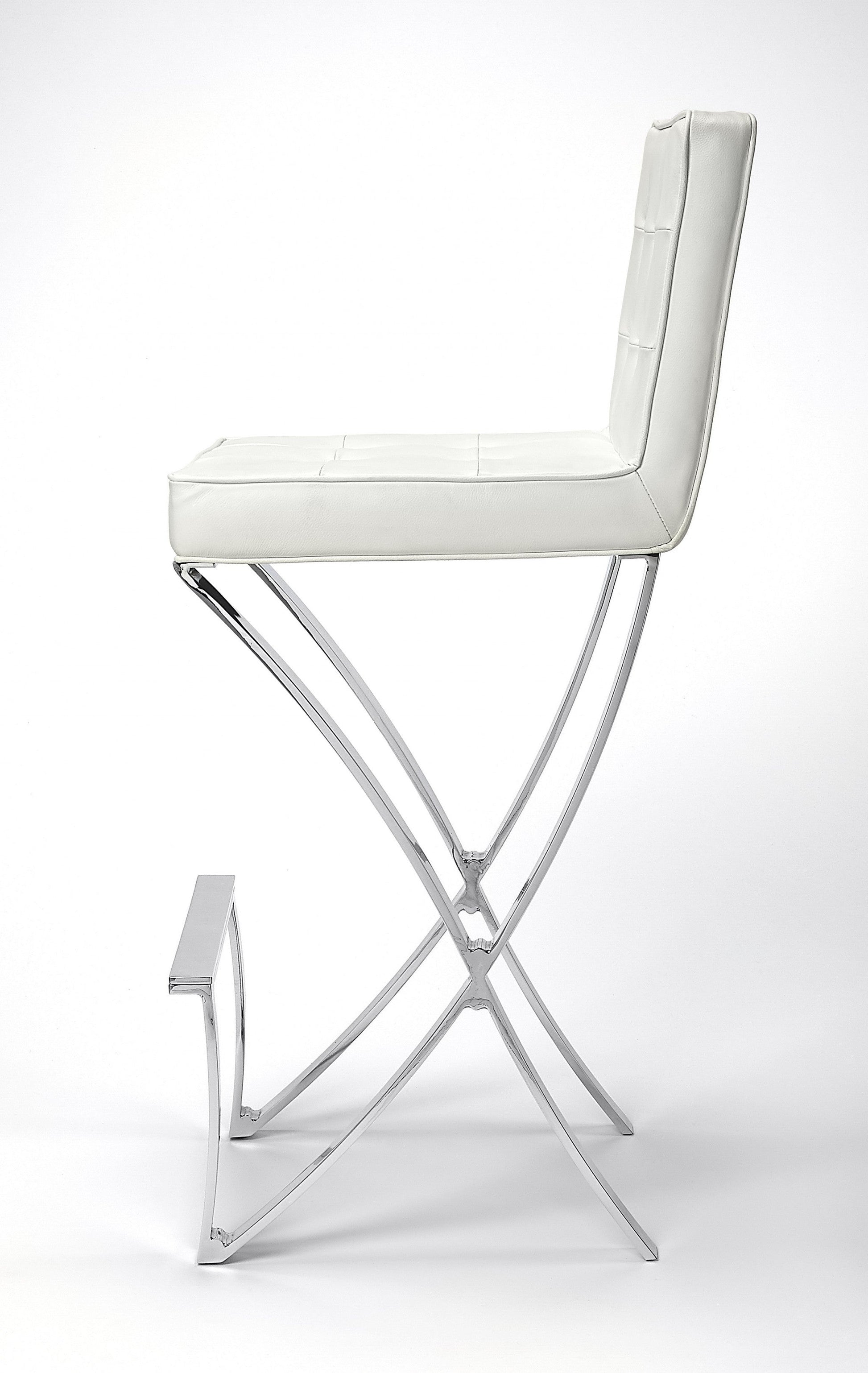 HomeRoots Modern White Faux Leather Bar Stool