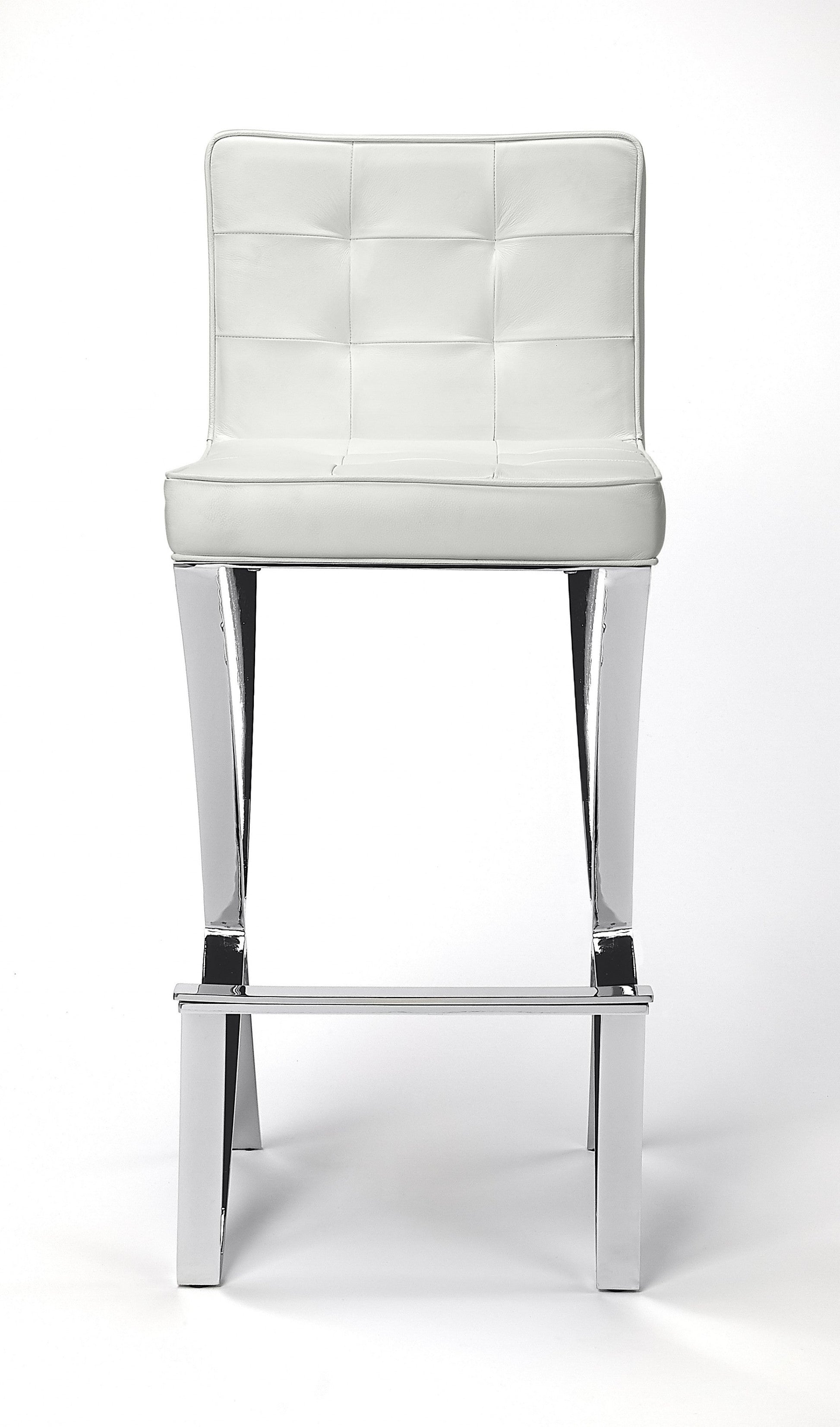HomeRoots Modern White Faux Leather Bar Stool
