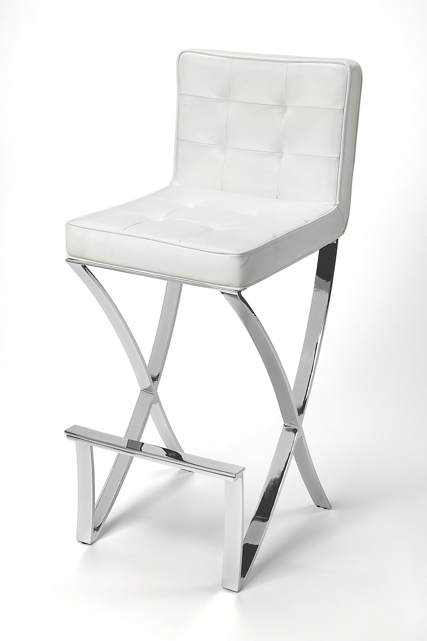 HomeRoots Modern White Faux Leather Bar Stool