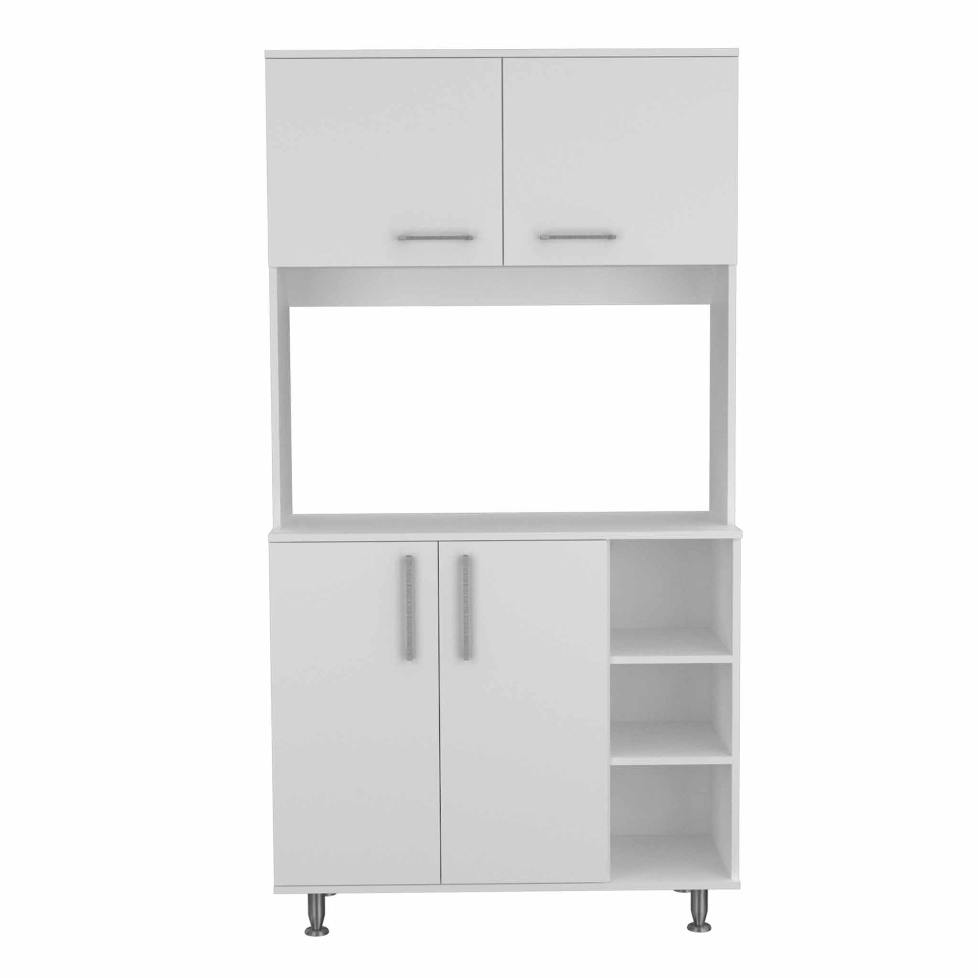 HomeRoots Modern White Kitchen Cabinet With 2 Storage Shelves