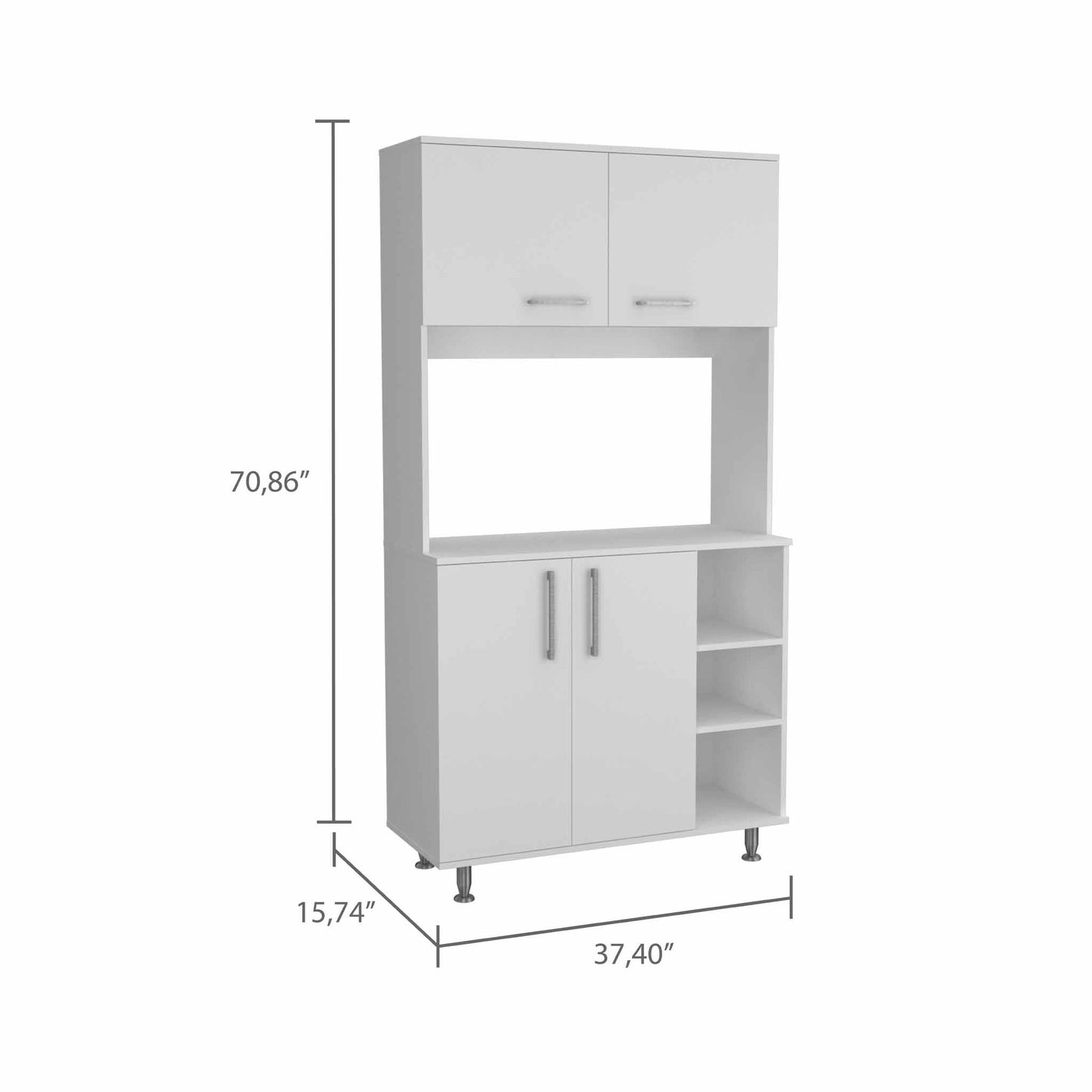 HomeRoots Modern White Kitchen Cabinet With 2 Storage Shelves