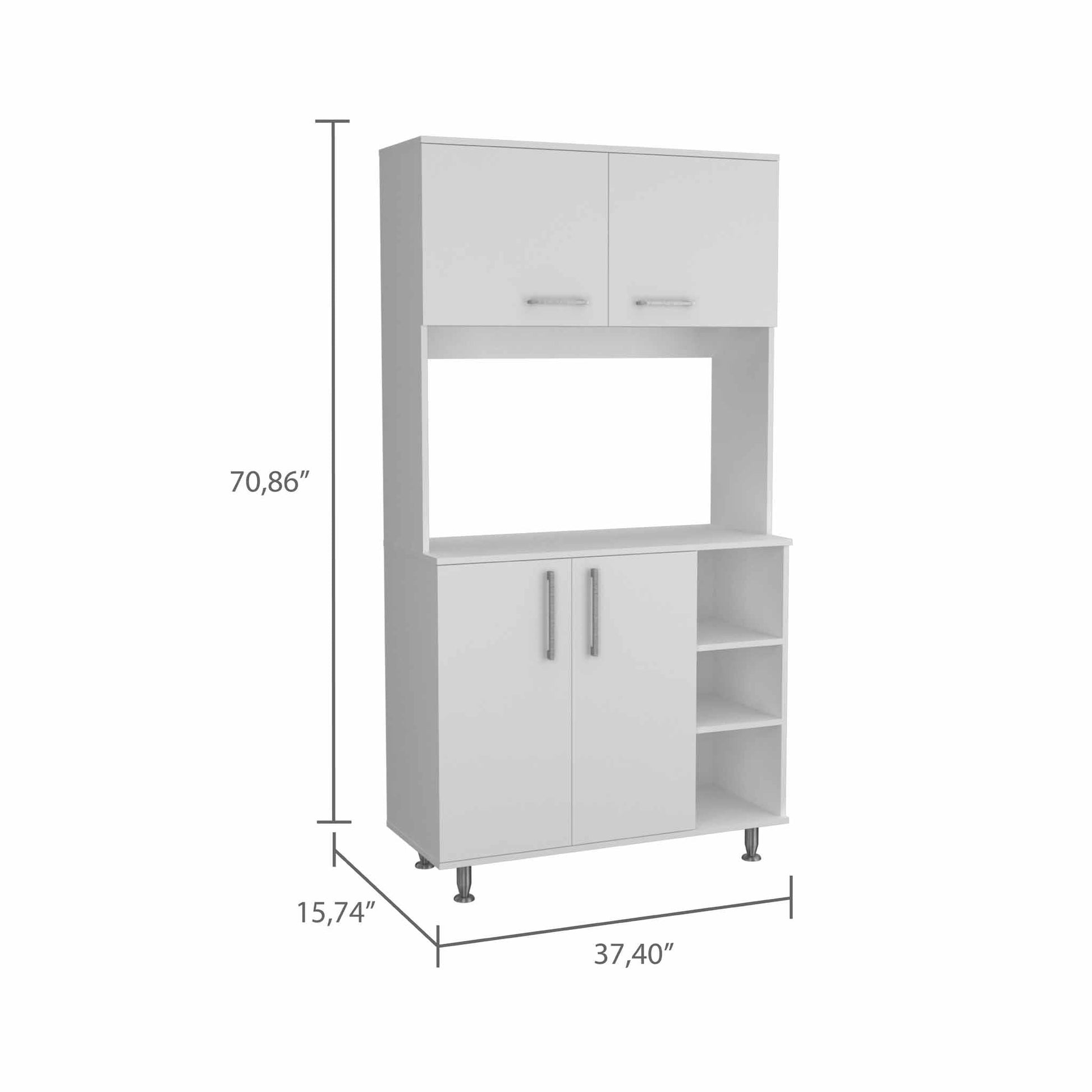 HomeRoots Modern White Kitchen Cabinet With 2 Storage Shelves