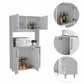HomeRoots Modern White Kitchen Cabinet With 2 Storage Shelves
