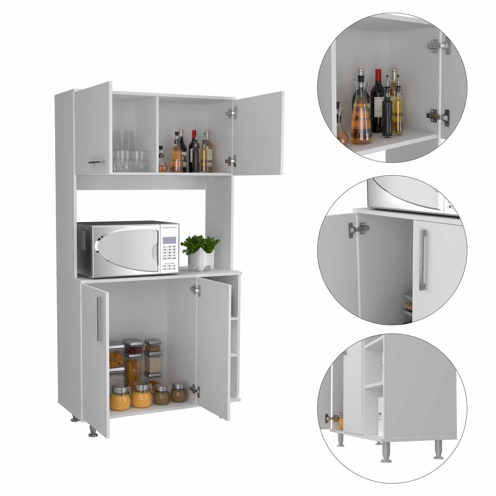 HomeRoots Modern White Kitchen Cabinet With 2 Storage Shelves
