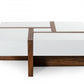 HomeRoots Modern White and Walnut Square Coffee Table with Storage
