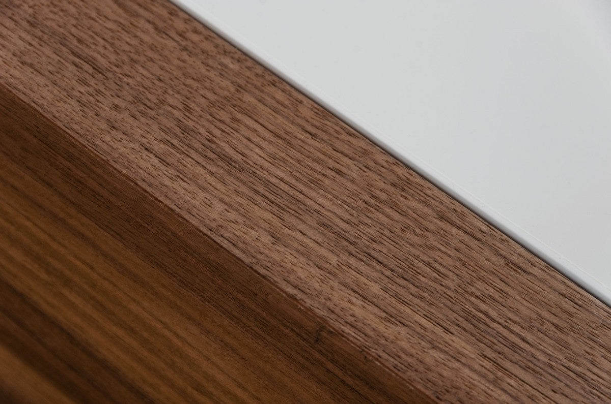 HomeRoots Modern White and Walnut Square Coffee Table with Storage