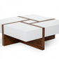 HomeRoots Modern White and Walnut Square Coffee Table with Storage