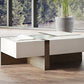 HomeRoots Modern White and Walnut Square Coffee Table with Storage