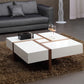HomeRoots Modern White and Walnut Square Coffee Table with Storage
