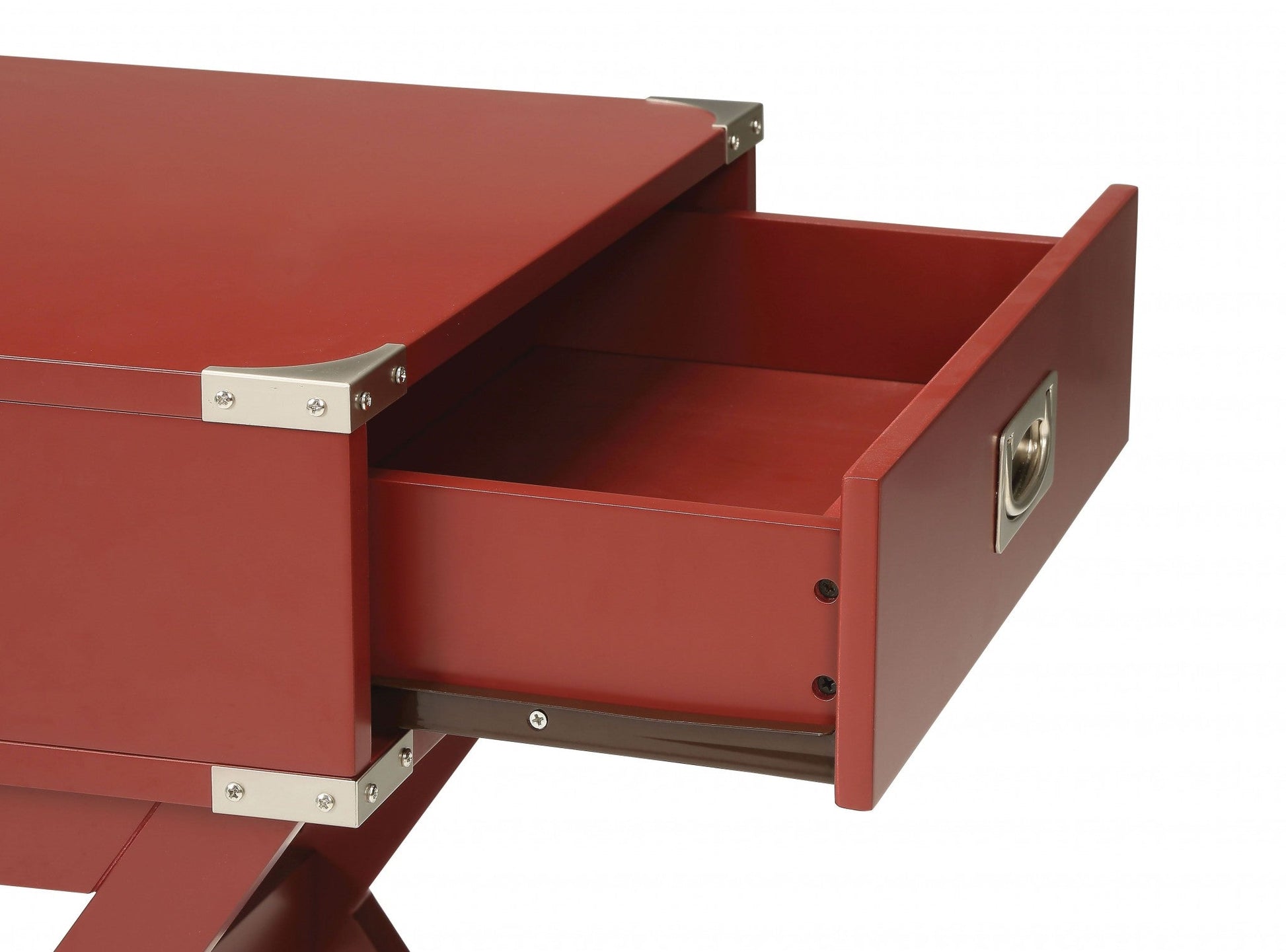HomeRoots Modern X Shape Wooden Storage End Table in Red Finish