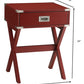 HomeRoots Modern X Shape Wooden Storage End Table in Red Finish