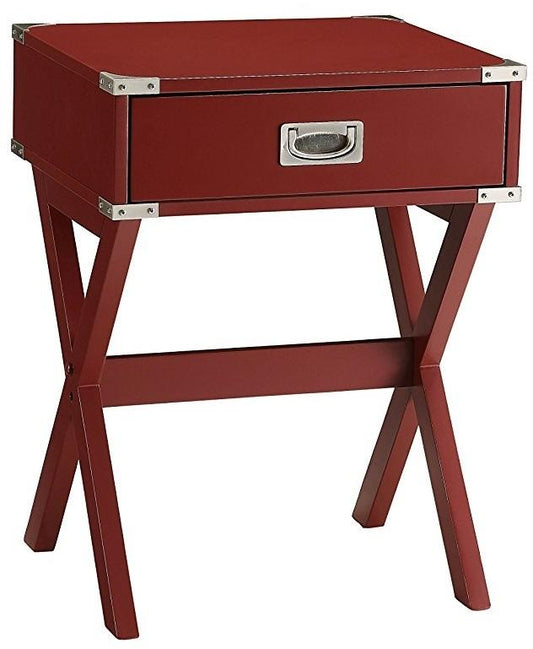 HomeRoots Modern X Shape Wooden Storage End Table in Red Finish