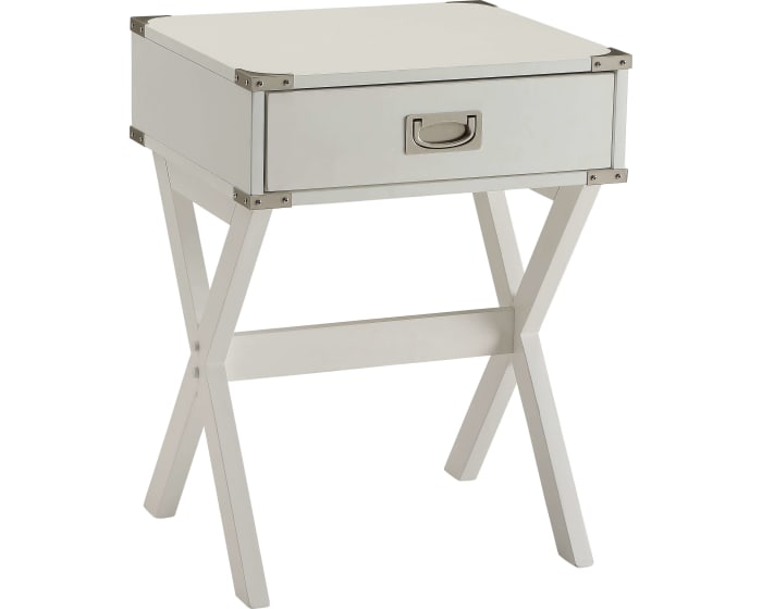 HomeRoots Modern X Shape Wooden Storage End Table in White Finish