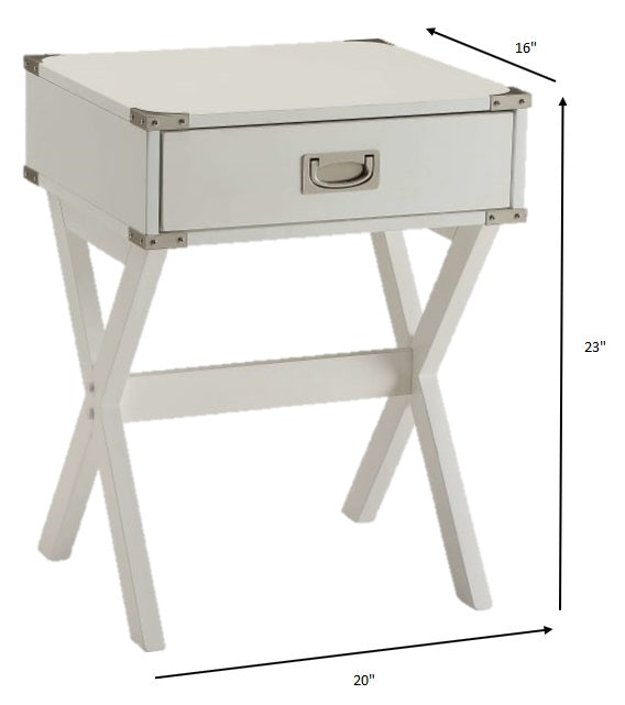 HomeRoots Modern X Shape Wooden Storage End Table in White Finish