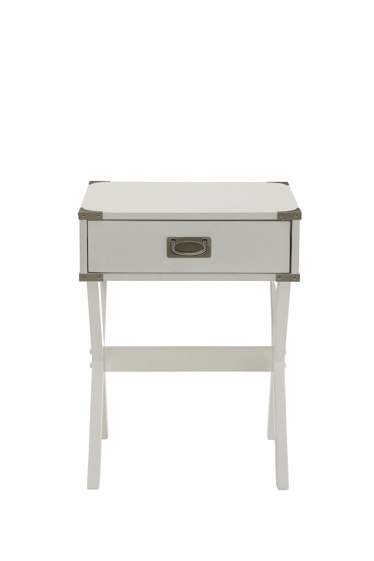 HomeRoots Modern X Shape Wooden Storage End Table in White Finish
