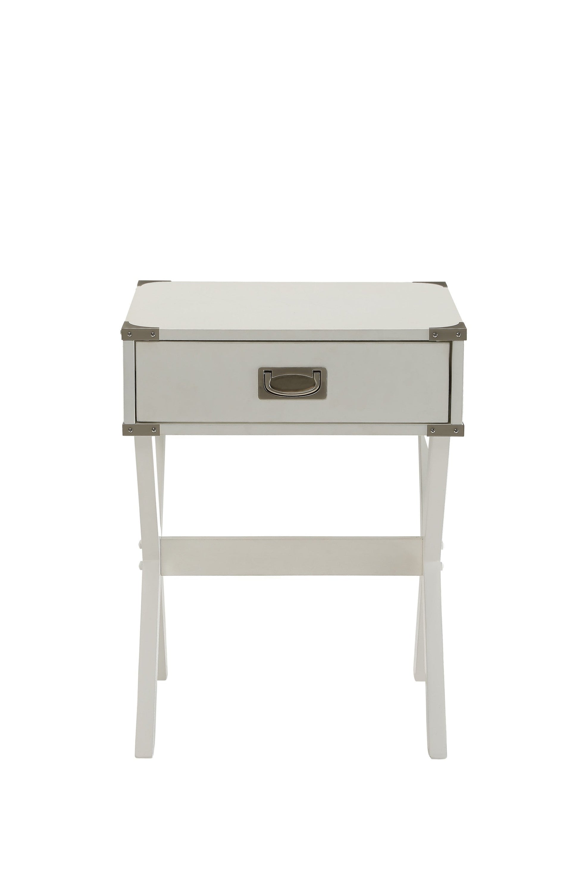 HomeRoots Modern X Shape Wooden Storage End Table in White Finish