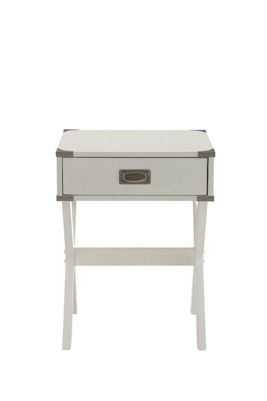 HomeRoots Modern X Shape Wooden Storage End Table in White Finish