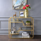 HomeRoots Modern Yet Retro Gold And Glass Bar Table
