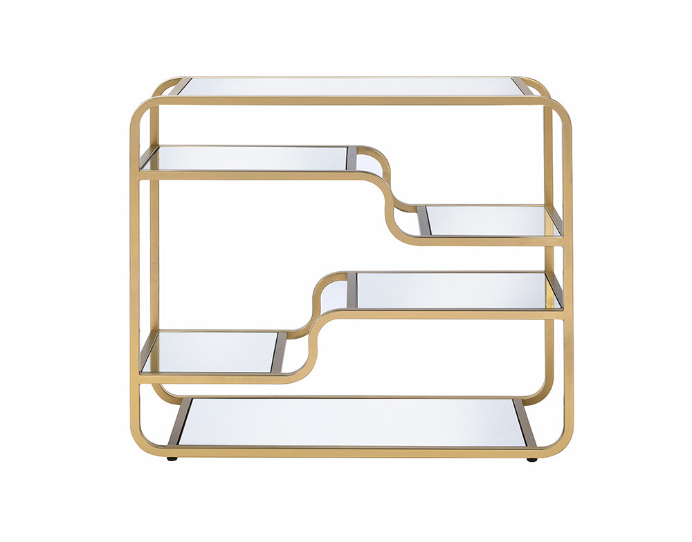HomeRoots Modern Yet Retro Gold And Glass Bar Table