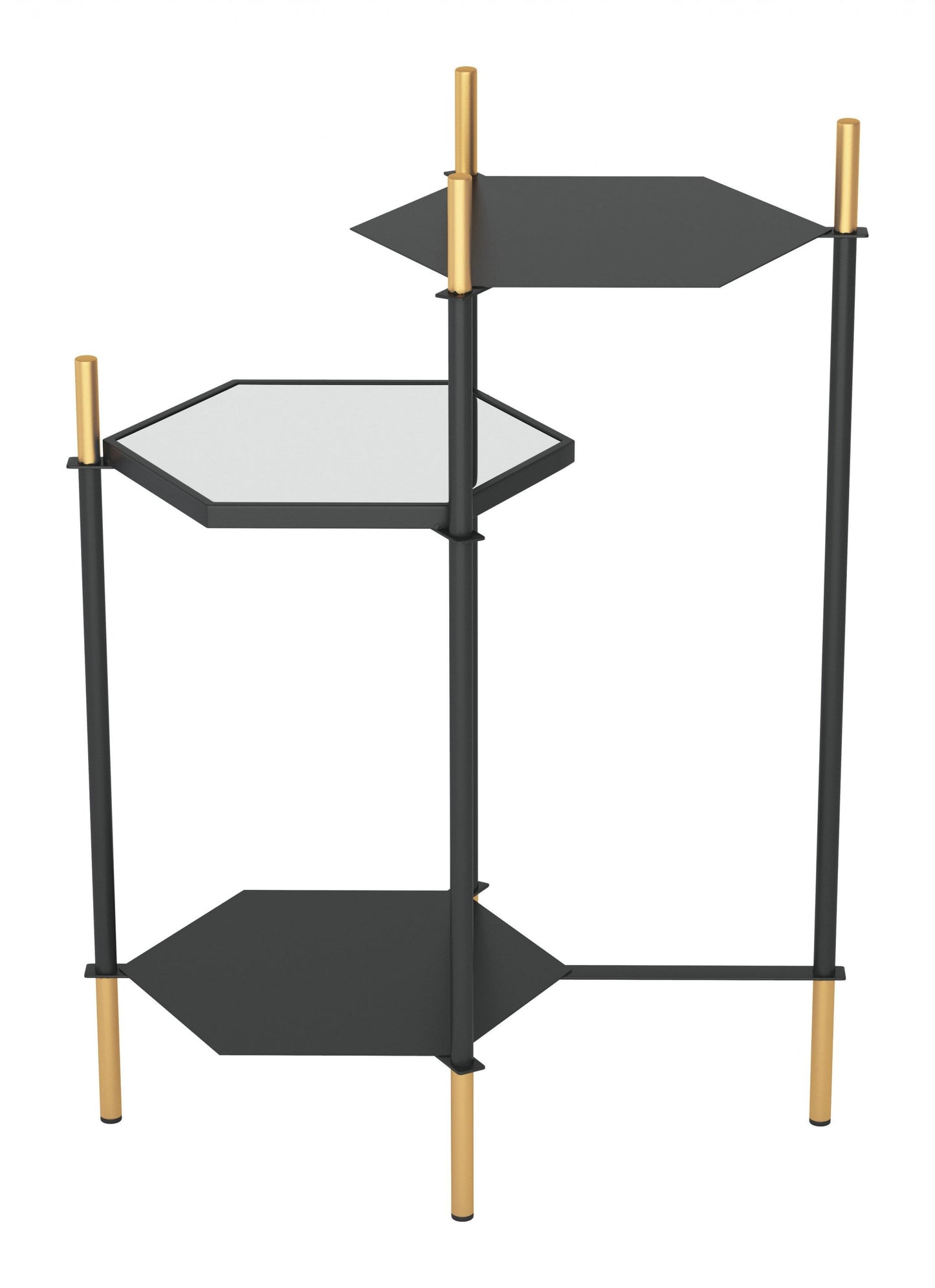 HomeRoots Moderna 3 Level Black and Gold Accent Side Table