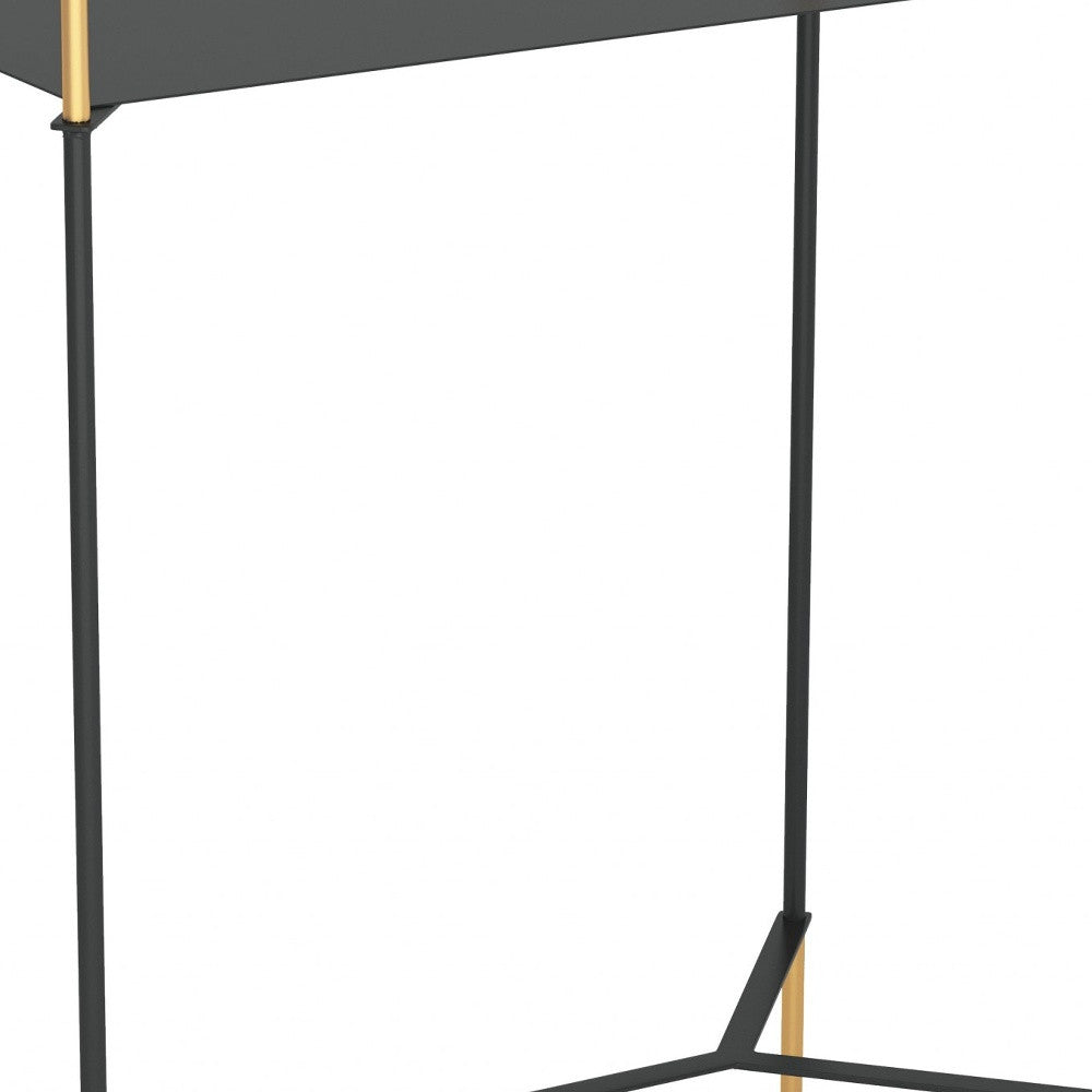 HomeRoots Moderna Black and Gold Accent Side Table