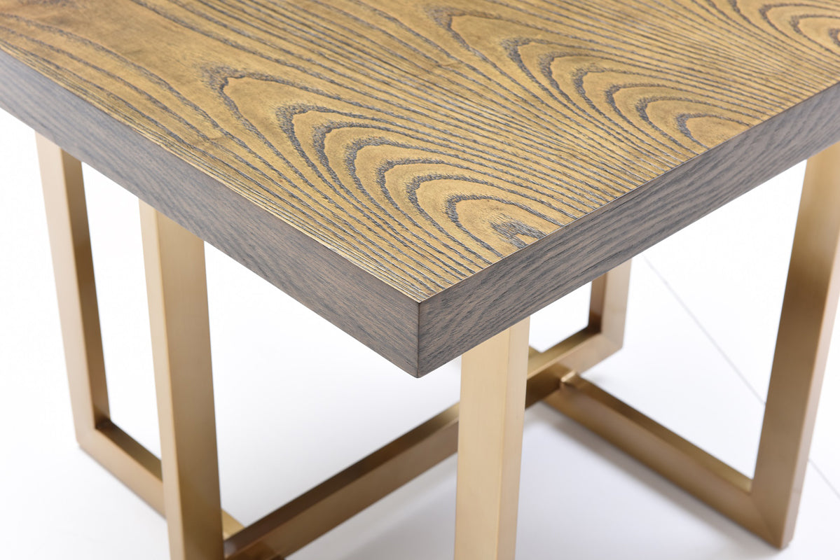 HomeRoots Modrest Pike Modern Elm & Antique Brass End Table