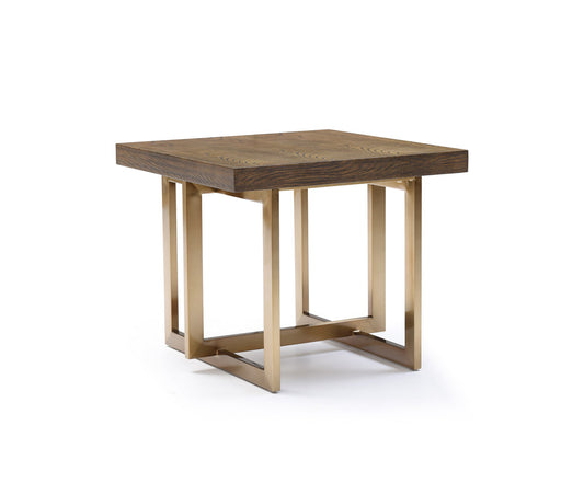 HomeRoots Modrest Pike Modern Elm & Antique Brass End Table